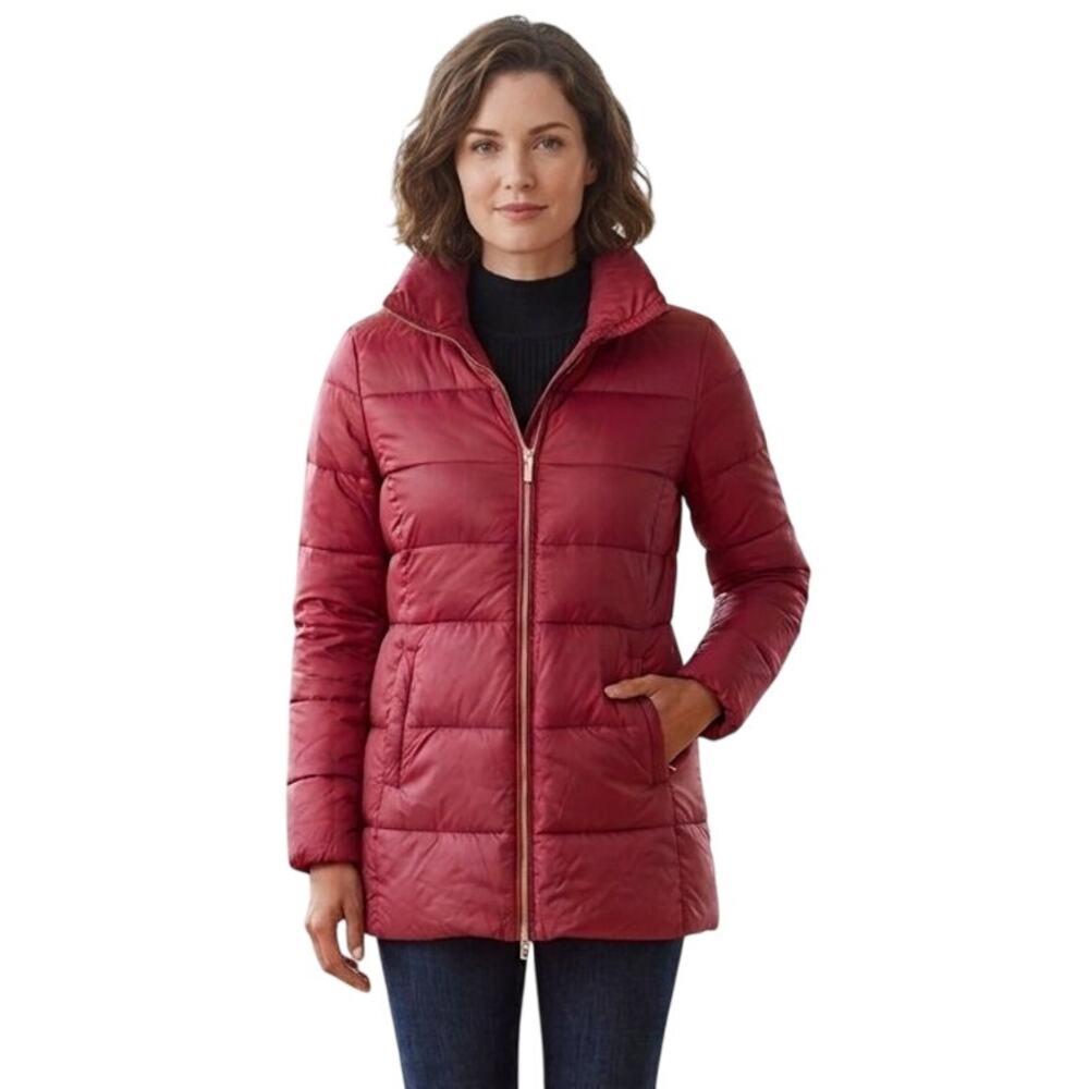NEW MICHAEL KORS Down Filled Puffer Jacket Red with gold zip SZ M